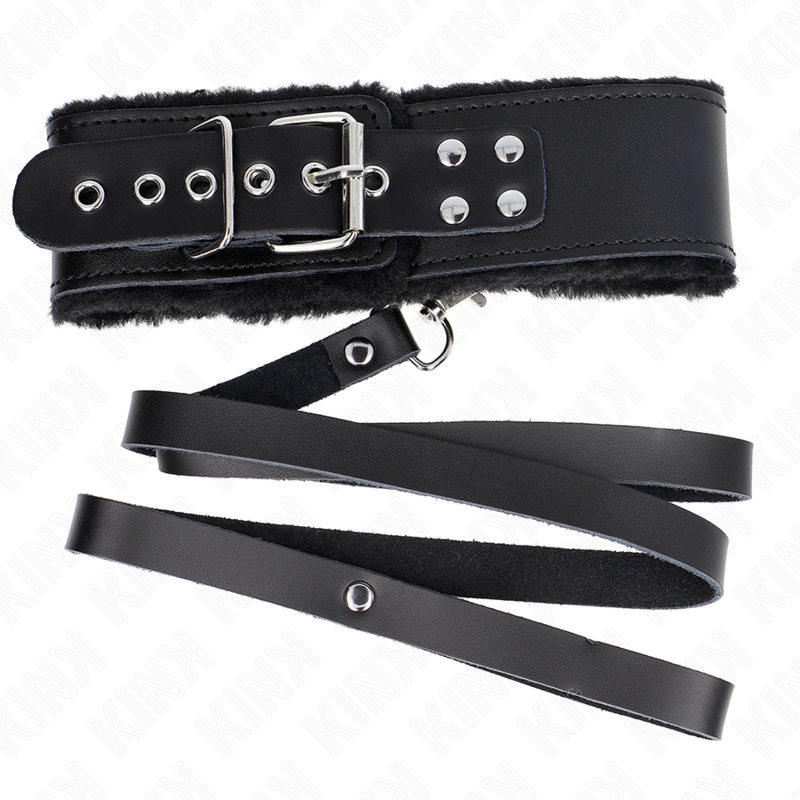 KINK - COLLAR CON CINTURÓN 116 CM CON CORREA AJUSTABLE DE CUERO NEGRO 40-48 CM X 6 CM