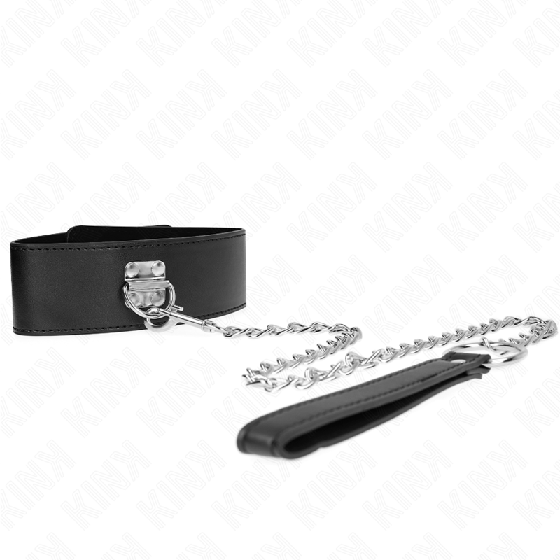 KINK - COLLAR CON CINTURÓN 65 CM CON PULSERA AJUSTABLE NEGRA ANCHA 33,5-41 CM X 5 CM