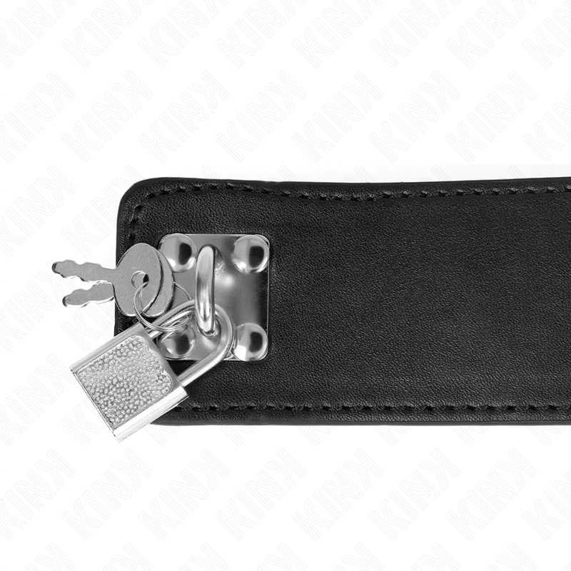 KINK - COLLAR CON CINTURÓN 65 CM CON PULSERA AJUSTABLE NEGRA ANCHA 33,5-41 CM X 5 CM