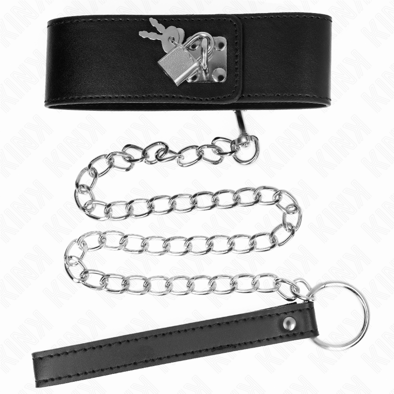 KINK - COLLAR CON CINTURÓN 65 CM CON PULSERA AJUSTABLE NEGRA ANCHA 33,5-41 CM X 5 CM
