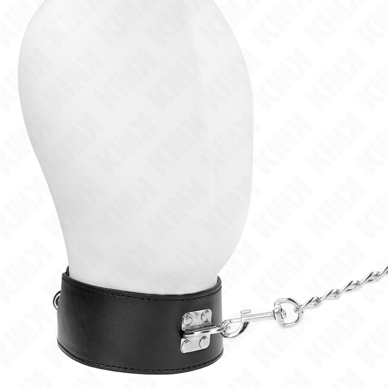 KINK - COLLAR CON CINTURÓN 65 CM CON PULSERA AJUSTABLE NEGRA ANCHA 33,5-41 CM X 5 CM
