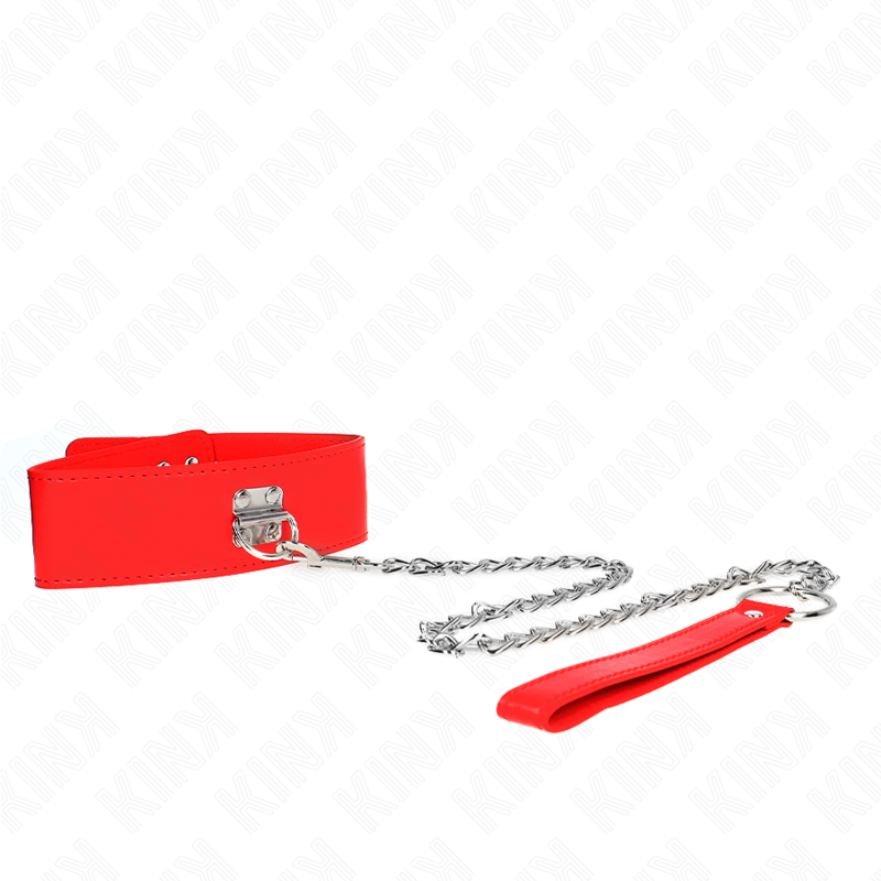 KINK - COLLAR CON CINTURÓN 65 CM CON PULSERA AJUSTABLE ROJA ANCHA 33,5-41 CM X 5 CM