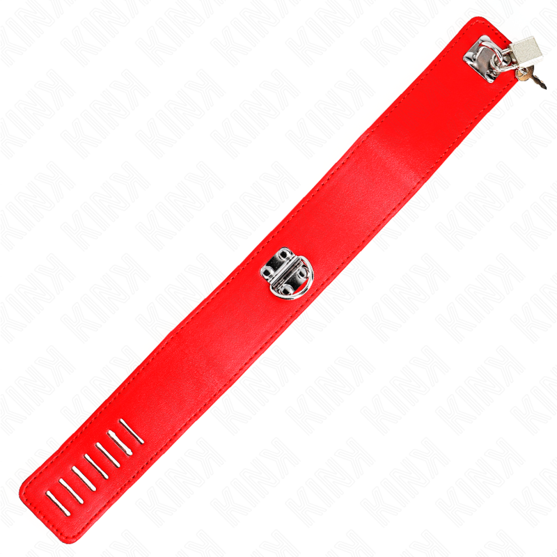 KINK - COLLAR CON CINTURÓN 65 CM CON PULSERA AJUSTABLE ROJA ANCHA 33,5-41 CM X 5 CM