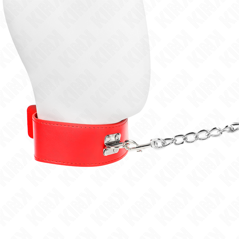 KINK - COLLAR CON CINTURÓN 65 CM CON PULSERA AJUSTABLE ROJA ANCHA 33,5-41 CM X 5 CM
