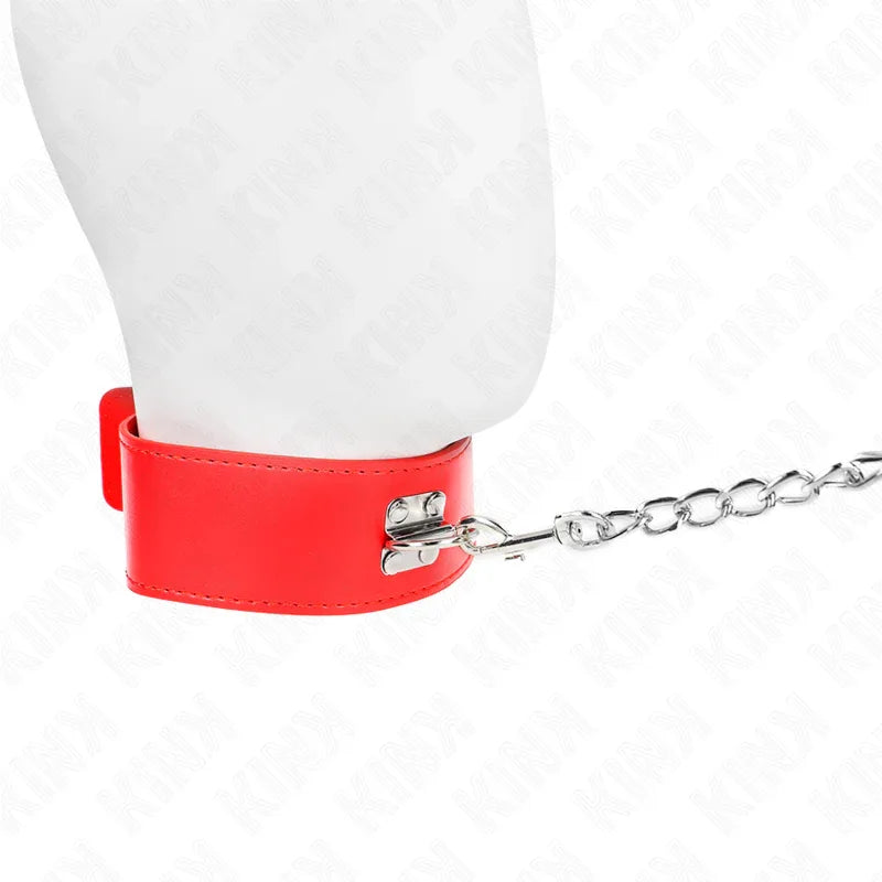 Kink – Collier avec Ceinture 65 cm avec Large Bracelet Rouge Ajustable 33,5 41 cm X 5 cm