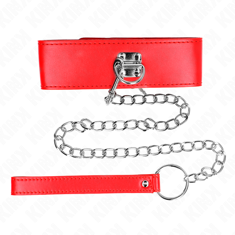 KINK - COLLAR CON CINTURÓN 65 CM CON PULSERA AJUSTABLE ROJA ANCHA 33,5-41 CM X 5 CM