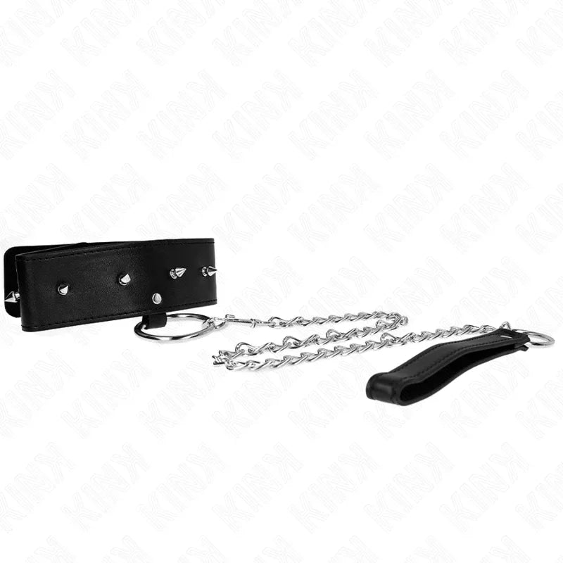 Kink – Collier 65 cm avec Laisse avec Clous Argentés Modèle 2 Réglable 36 43 cm X 5 cm