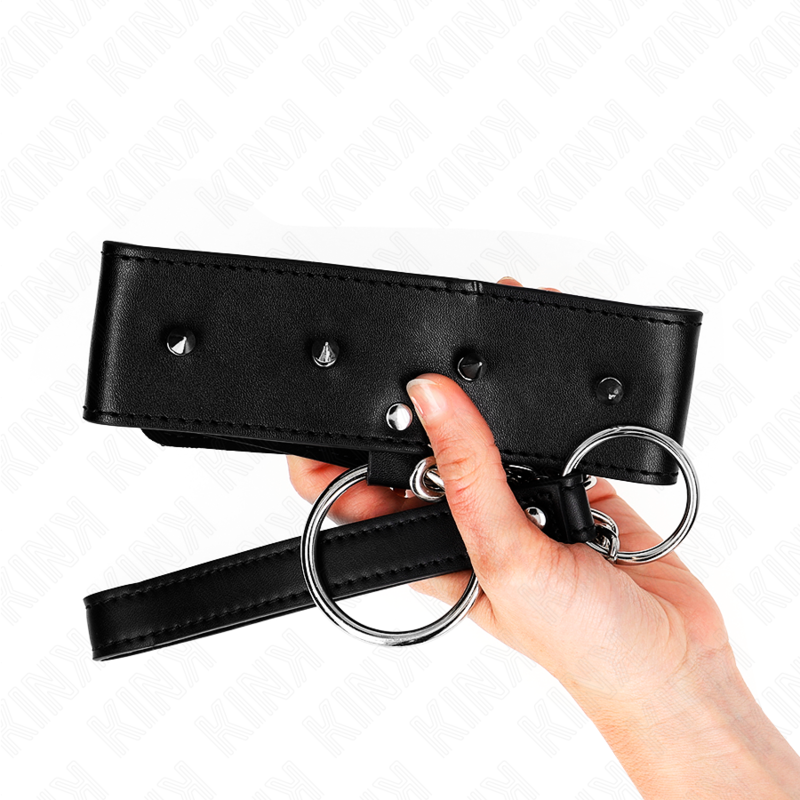 KINK - COLLAR DE 65 CM CON CORREA CON TACHUELAS PLATEADAS MODELO 2 AJUSTABLE 36-43 CM X 5 CM