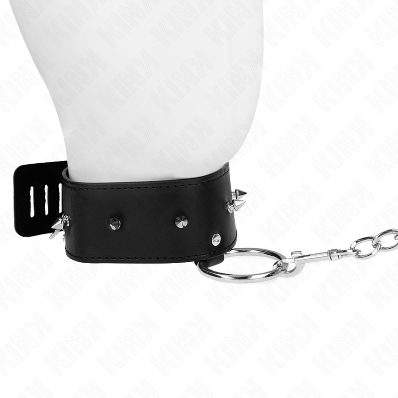 KINK - COLLAR DE 65 CM CON CORREA CON TACHUELAS PLATEADAS MODELO 2 AJUSTABLE 36-43 CM X 5 CM