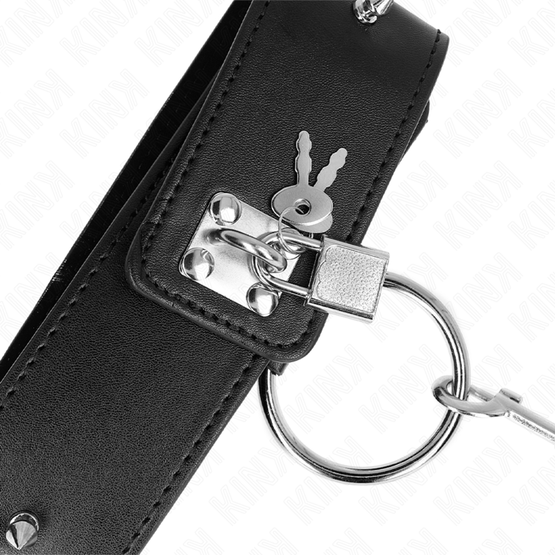 KINK - COLLAR DE 65 CM CON CORREA CON TACHUELAS PLATEADAS MODELO 2 AJUSTABLE 36-43 CM X 5 CM
