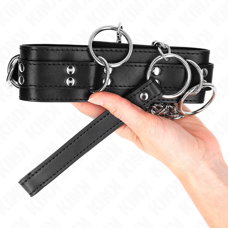 KINK - COLLIER SLAVE 3 ANNEAUX AVEC SANGLE 80 CM 53 X 5 CM