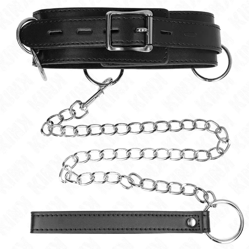 Kink – Collier Esclavage 3 Anneaux avec Sangle 80 cm 53 X 5 cm