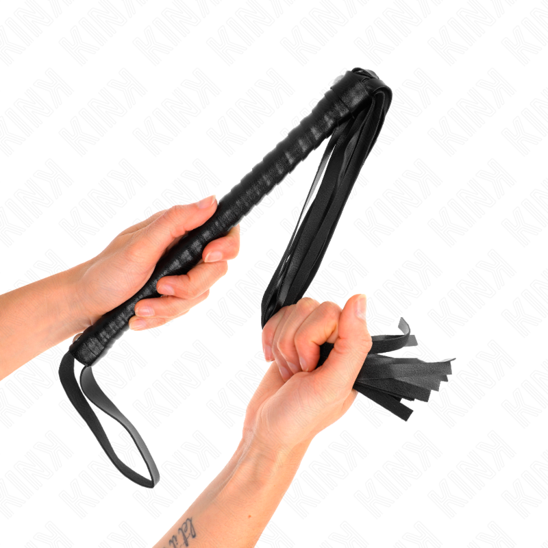 KINK - FOUET AVEC MANCHE TEXTURÉ NOIR 48.5 CM