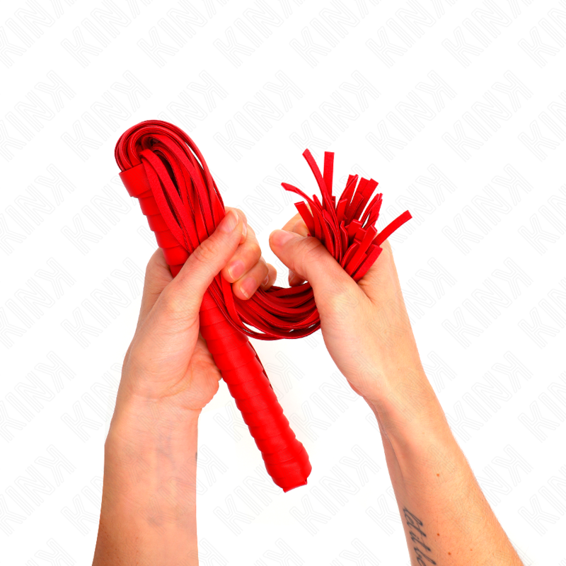 KINK - FOUET AVEC MANCHE TEXTURÉ ROUGE 48.5 CM