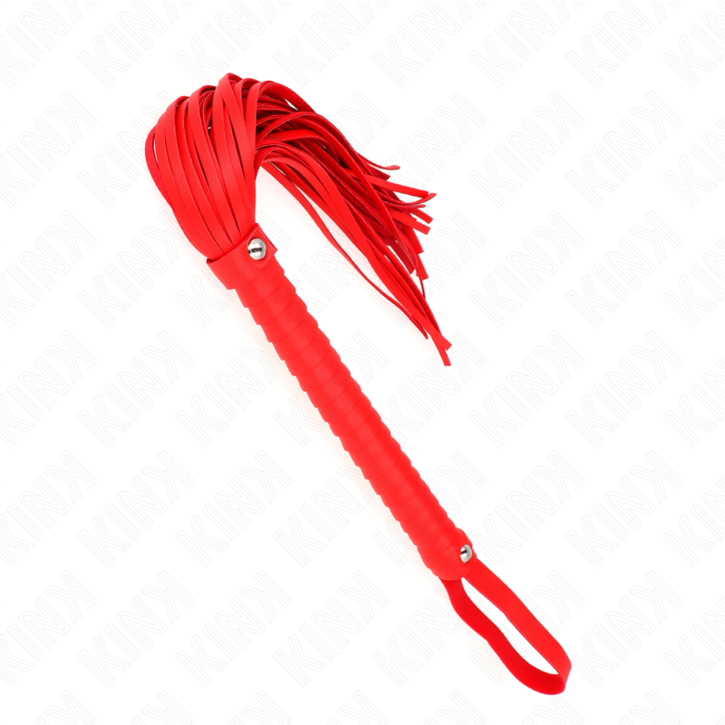 KINK - FOUET AVEC MANCHE TEXTURÉ ROUGE 48.5 CM