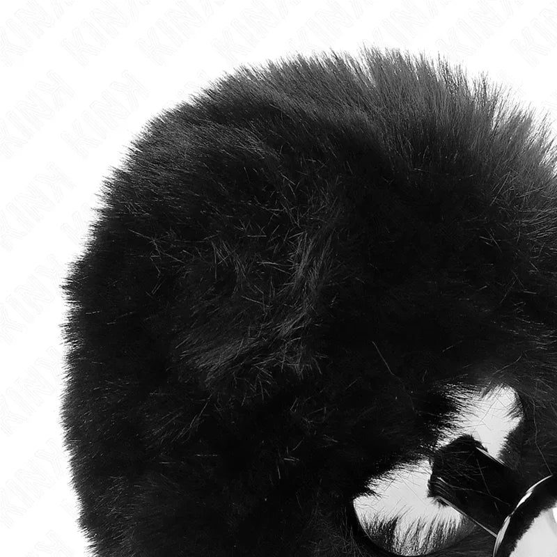 Kink – Bouchon en Acier Inoxydable 7 X 3 cm avec Queue de Lapin en Fausse Fourrure Noire 8 cm