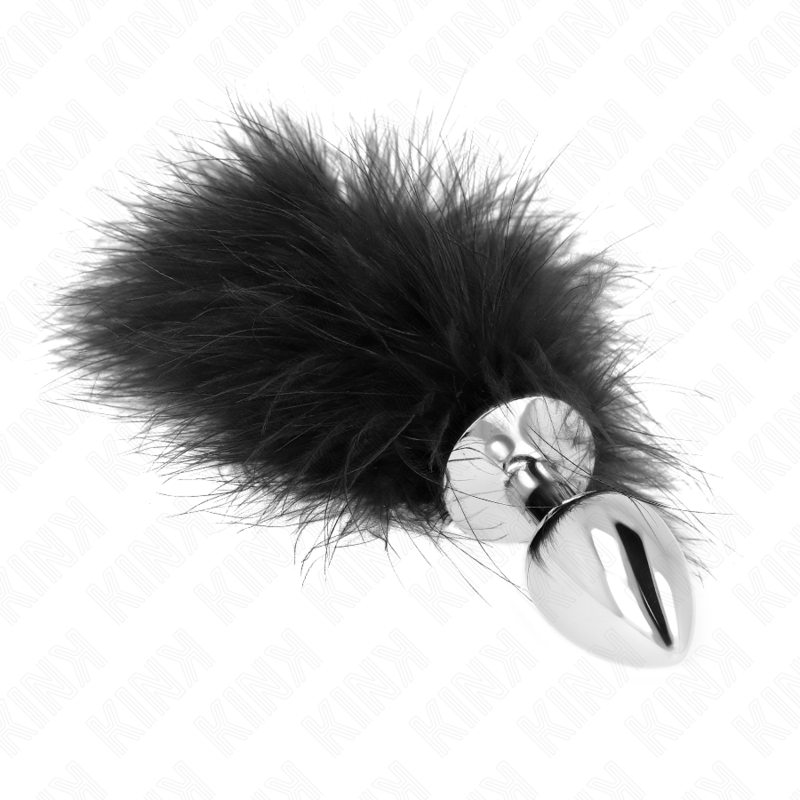 KINK - ANAL PLUG IN STAINLESS STEEL 11 x 7 CM AVEC PLUME 11 CM
