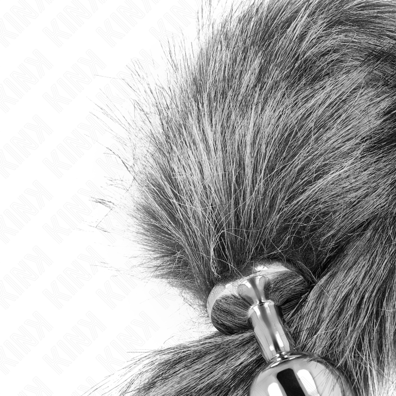 KINK - ANAL PLUG TAILLE M 8 X 3.5 CM AVEC QUEUE SYNTHÉTIQUE 40 CM GRAY