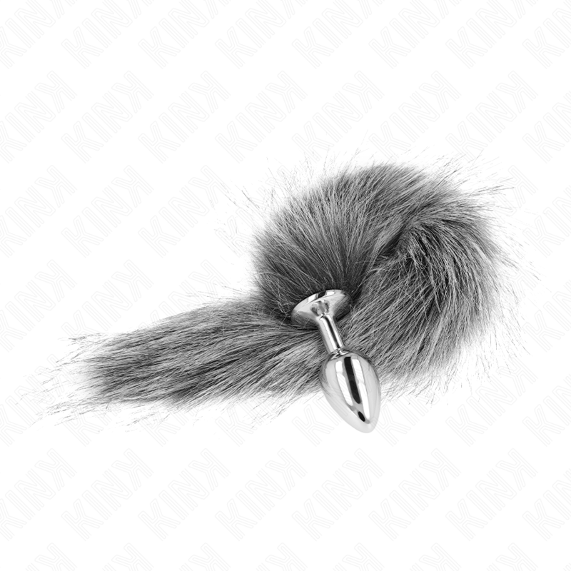 KINK - ANAL PLUG TAILLE S 7 X 3 CM AVEC QUEUE SYNTHÉTIQUE 40 CM GRAY