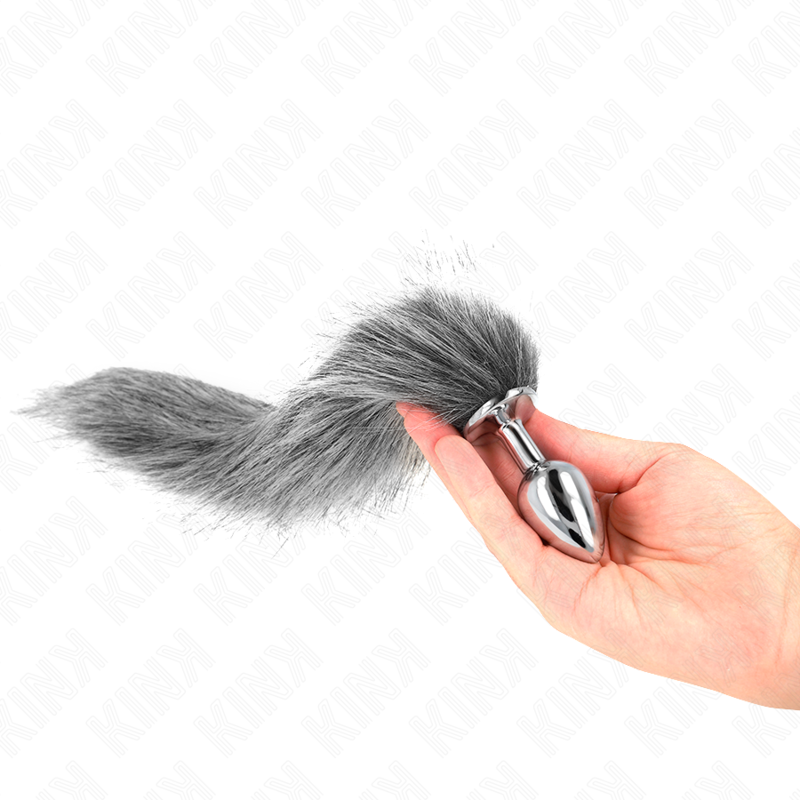 KINK - ANAL PLUG TAILLE S 7 X 3 CM AVEC QUEUE SYNTHÉTIQUE 40 CM GRAY