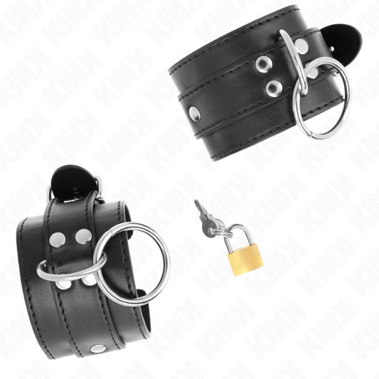 KINK - ALMOHADILLAS PARA MUÑECAS CON ANILLA TÓRICA NEGRA, AJUSTABLES, 20-28 CM X 5,5 CM