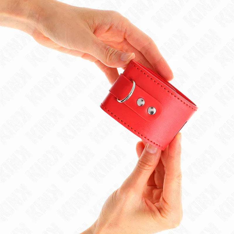 Kink – Appui Poignets avec Fermeture Par Cadenas Rouge Ajustable 16 23 cm X 5,5 cm