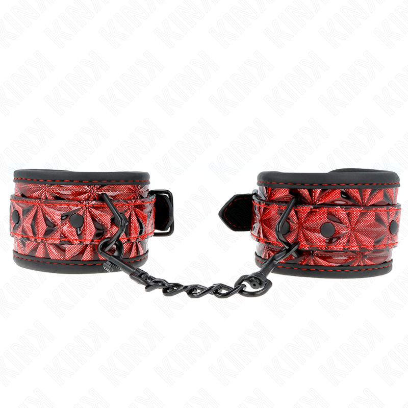 KINK - REPOSAMUÑECAS CON PATRÓN DE DIAMANTES ROJO OSCURO AJUSTABLE 17-26 CM X 5,5 CM