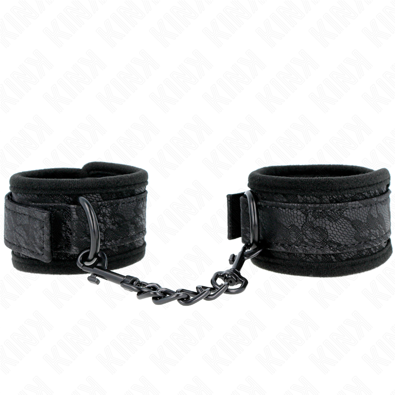 KINK - PUÑOS CUBIERTOS DE ENCAJE OSCURO AJUSTABLES DE NEOPRENO NEGRO 20-29 CM X 5 CM