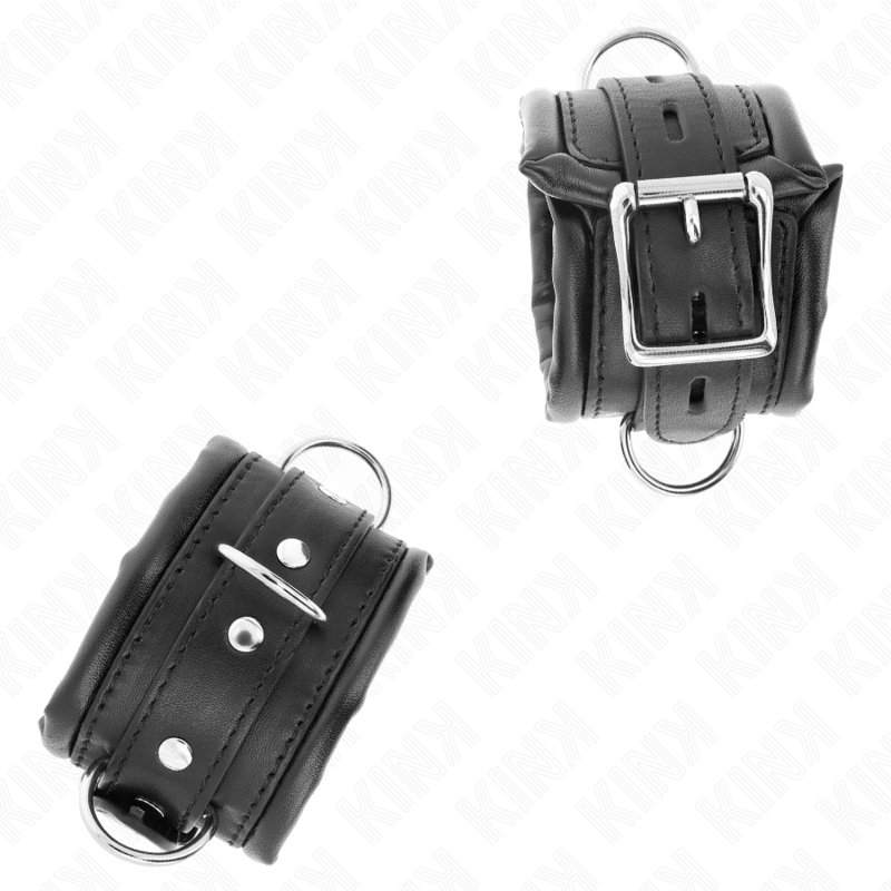 KINK - REPOSAMUÑECAS RESISTENTES FORRADOS CON PIEL NEGRA AJUSTABLE 20-30 CM X 6 CM