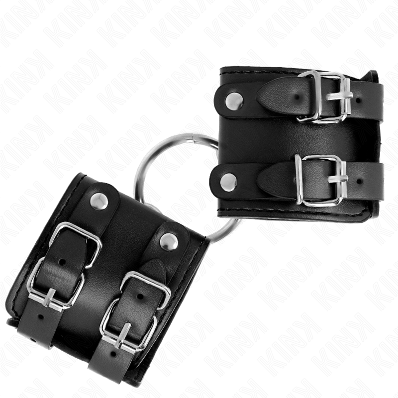 KINK - APPUI-POIGNETS FIXES AVEC ANNEAU ET CLOUS RÉGLABLES NOIR 17-22 CM X 6.5 CM