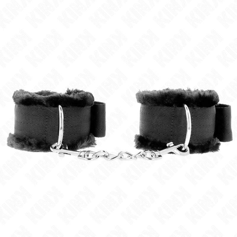KINK - APPUI-POIGNETS DOUBLÉS DE FOURRURE NOIR ADJUSTABLE 17-31 CM X 7 CM