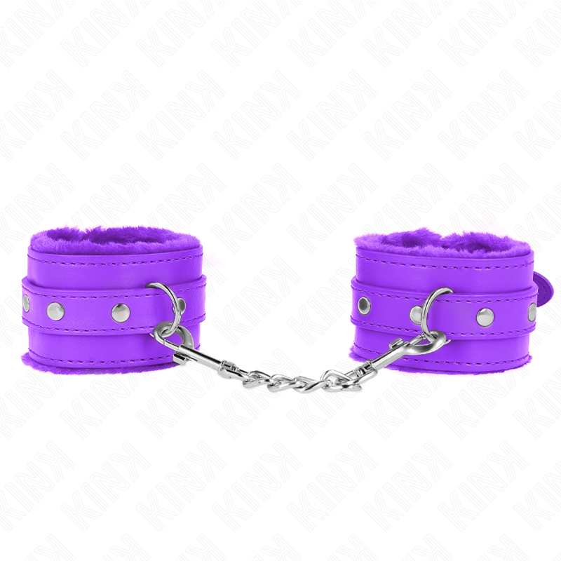 KINK - REPOSAMUÑECAS PREMIUM CON FORRO DE PIEL MORADA Y CINTURÓN MORADO AJUSTABLE 17-29 CM X 6 CM