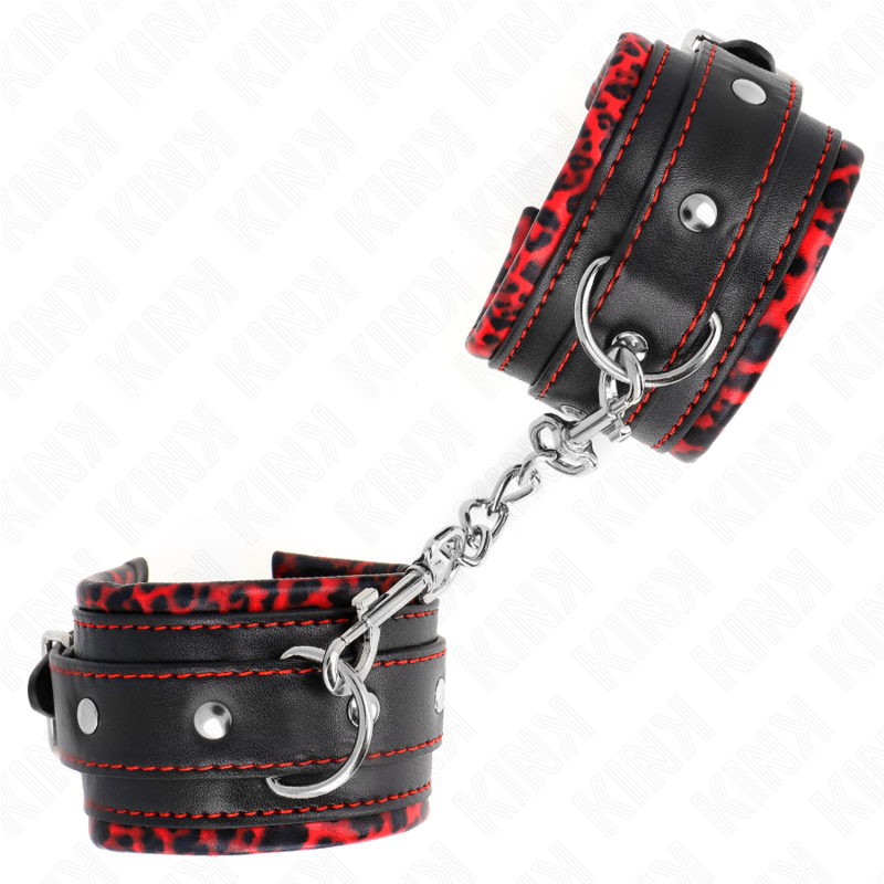 KINK - REPOSAMUÑECAS CON FORRO DE PELO ROJO/NEGRO AJUSTABLE 17-29 CM X 6 CM