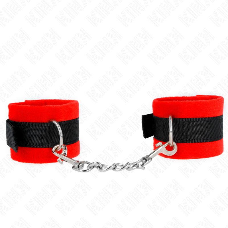 KINK - CALENTADORES DE PUÑOS DE PIEL NEGRA Y ROJA PARA PRINCIPIANTES 30 X 7 CM