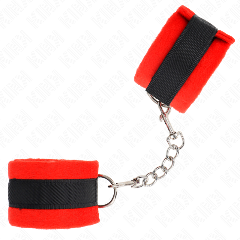 KINK - CALENTADORES DE PUÑOS DE PIEL NEGRA Y ROJA PARA PRINCIPIANTES 30 X 7 CM