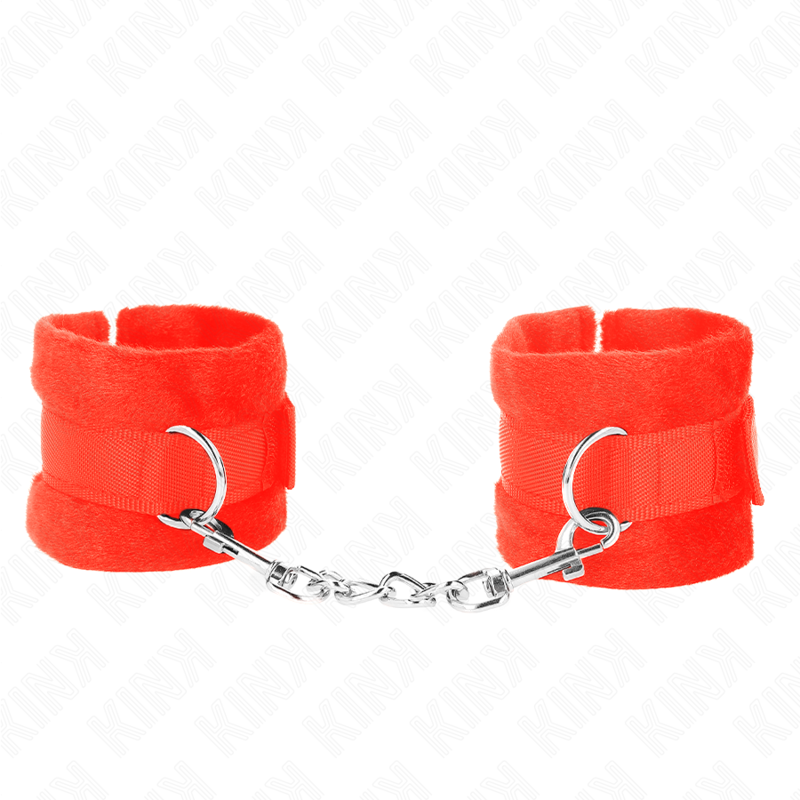 KINK - MANCHETTES DEBUTANT EN FOURRURE ROUGE 30 X 7 CM
