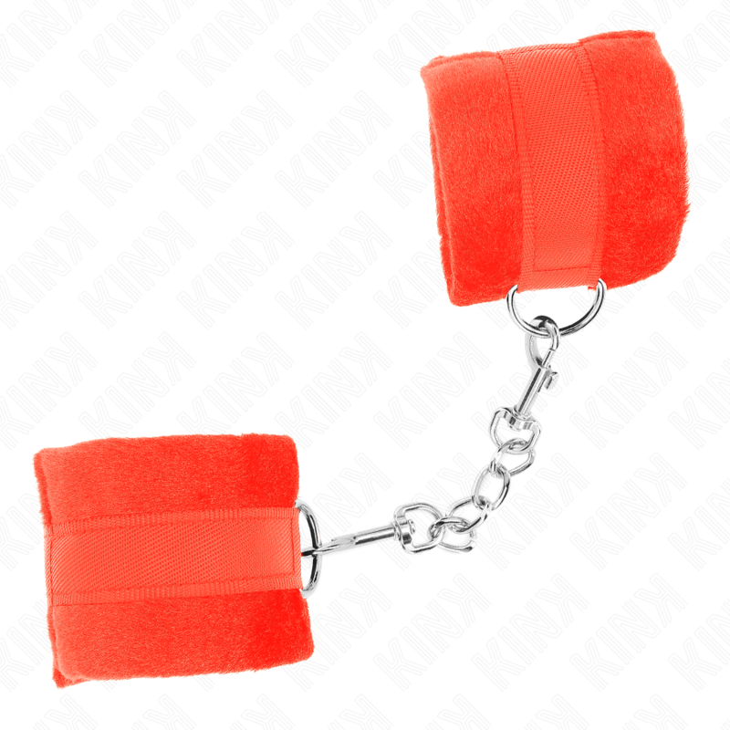 KINK - MANCHETTES DEBUTANT EN FOURRURE ROUGE 30 X 7 CM