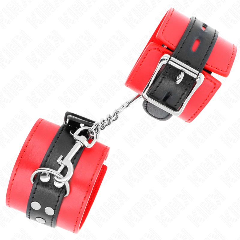 KINK - APPUI-POIGNETS ROUGE AVEC CEINTURE NOIRE RÉGLABLE 17-28 CM