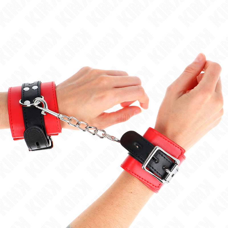 KINK - APPUI-POIGNETS ROUGE AVEC CEINTURE NOIRE RÉGLABLE 17-28 CM