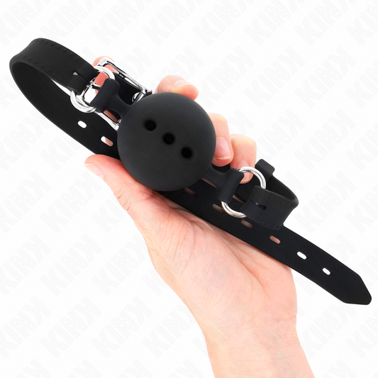 KINK - VARILLA DE SILICONA COMPLETA 55 x 2 CM CON BOLA DE 4,5 CM TALLA M NEGRO AJUSTABLE 35-51 CM