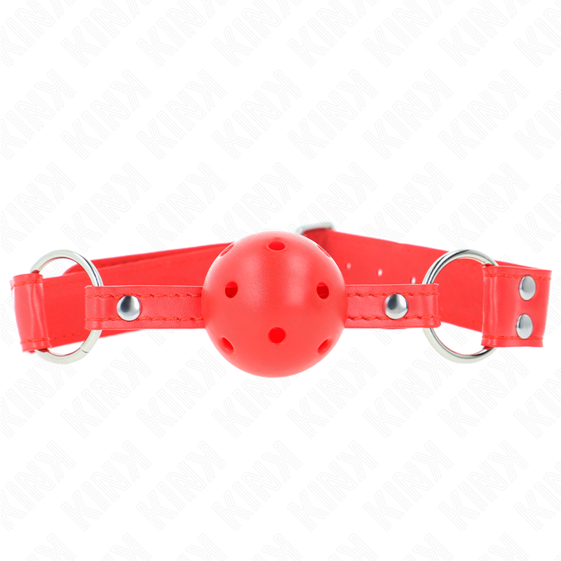 KINK - MORDAZA DE BOLA HUECO ROJO DURA COMPLETA 62 x 2 CM
