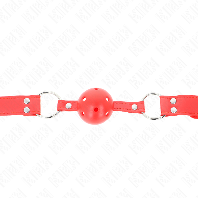 KINK - MORDAZA DE BOLA HUECO ROJO DURA COMPLETA 62 x 2 CM