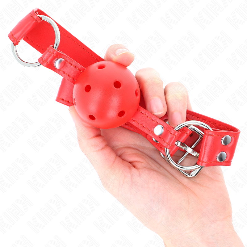 KINK - MORDAZA DE BOLA HUECO ROJO DURA COMPLETA 62 x 2 CM