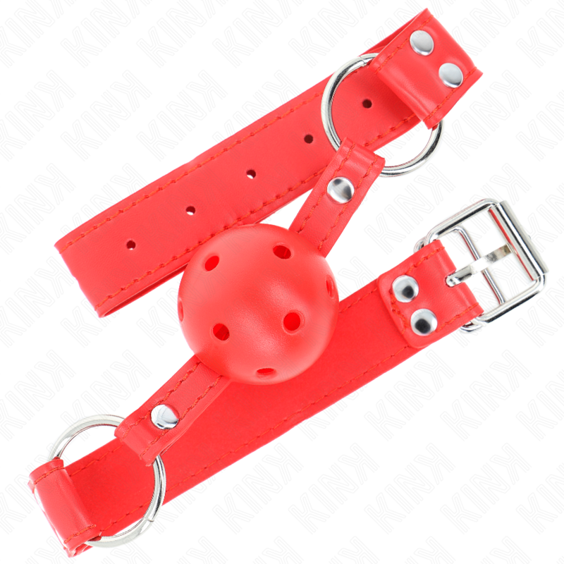 KINK - MORDAZA DE BOLA HUECO ROJO DURA COMPLETA 62 x 2 CM