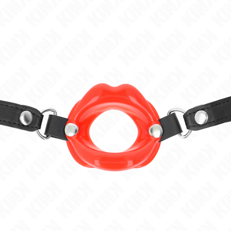KINK - BARRA DE LABIOS DE 8 CM CON CORREA DE CUERO ROJA 63 x 2 CM AJUSTABLE 39-58 CM