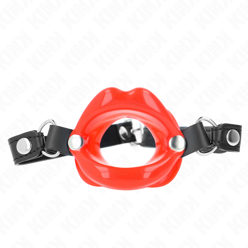 KINK - BARRA DE LABIOS DE 8 CM CON CORREA DE CUERO ROJA 63 x 2 CM AJUSTABLE 39-58 CM