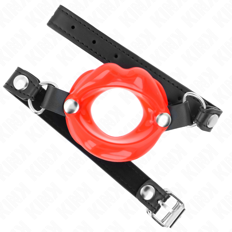 KINK - BARRA DE LABIOS DE 8 CM CON CORREA DE CUERO ROJA 63 x 2 CM AJUSTABLE 39-58 CM