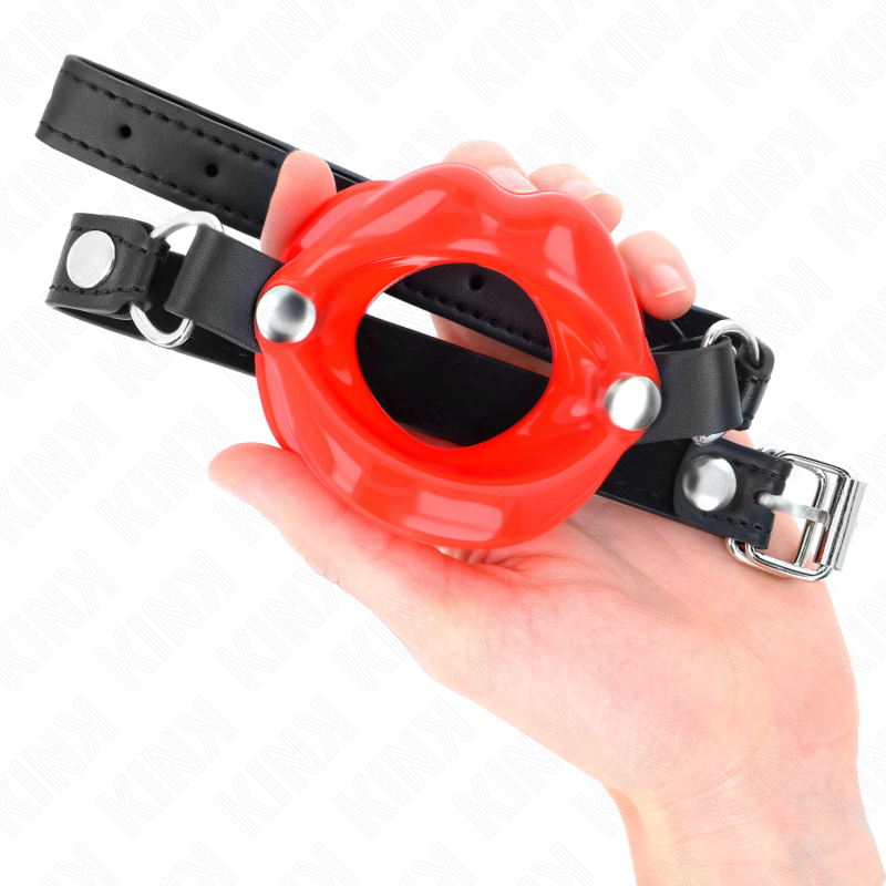 KINK - BARRA DE LABIOS DE 8 CM CON CORREA DE CUERO ROJA 63 x 2 CM AJUSTABLE 39-58 CM