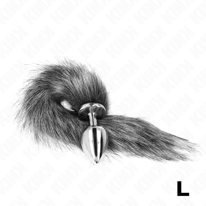 KINK - ANAL PLUG TAILLE L 10 X 4 CM AVEC QUEUE SYNTHÉTIQUE 40 CM GRAY