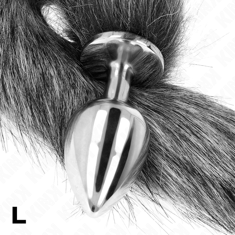 KINK - ANAL PLUG TAILLE L 10 X 4 CM AVEC QUEUE SYNTHÉTIQUE 40 CM GRAY
